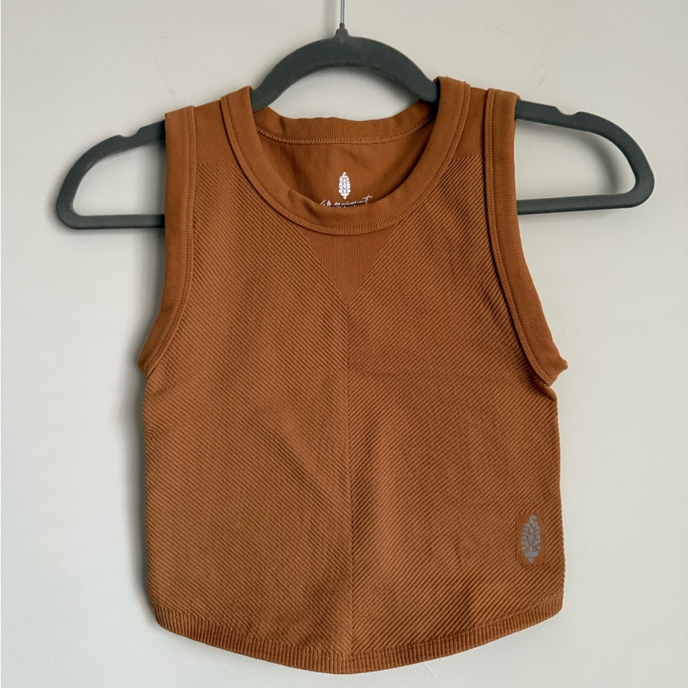 Free People Ribbed Tank Top in Camel - Picture 2 of 4